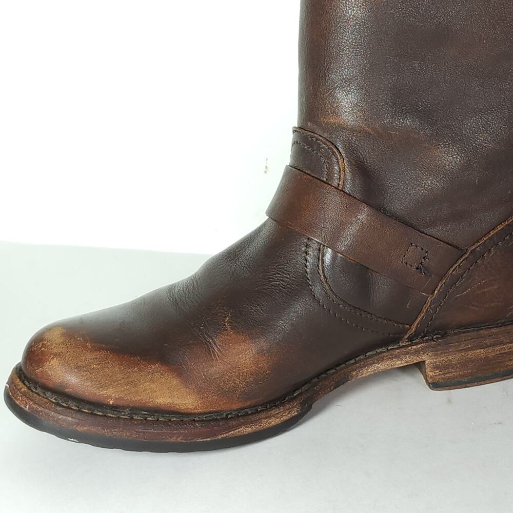 Frye Women's Veronica Slouch US 7,5B Brown Distressed Leather Engineer Boots - Picture 13 of 16